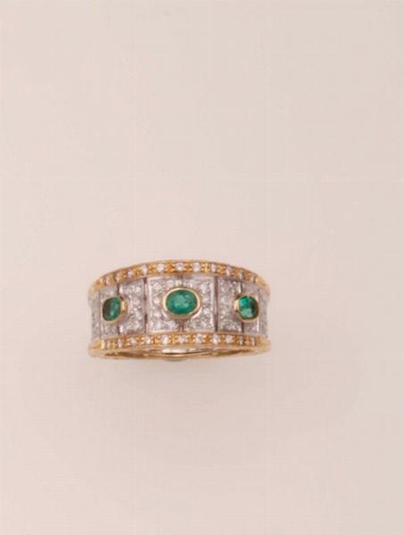 Anello con smeraldi e diamanti  - Asta Fine Jewels - Associazione Nazionale - Case d'Asta italiane