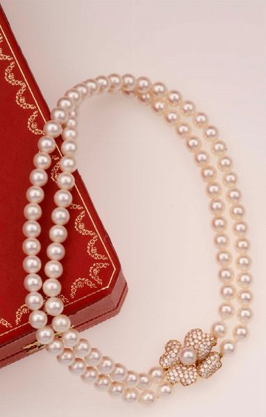 Cartier. Girocollo composto da due fili di perle coltivate  - Asta Fine Jewels - Associazione Nazionale - Case d'Asta italiane