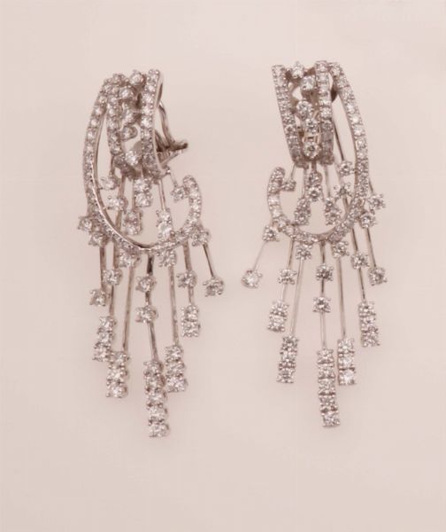 Orecchini pendenti con diamanti per ct 6,35  - Asta Fine Jewels - Associazione Nazionale - Case d'Asta italiane