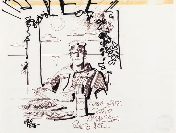 Hugo Pratt : Corto Maltese a Porto Heli  - Asta Maestri dell'Illustrazione: Collezione Cereda - Associazione Nazionale - Case d'Asta italiane