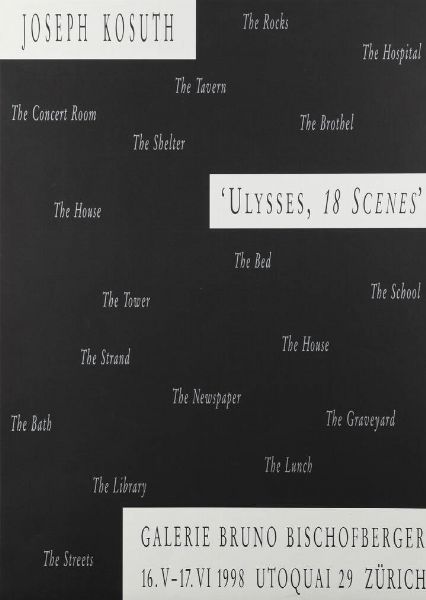 MANIFESTO : Joseph Kosuth. Ulysses  18 scenes  - Asta Grafica - Associazione Nazionale - Case d'Asta italiane