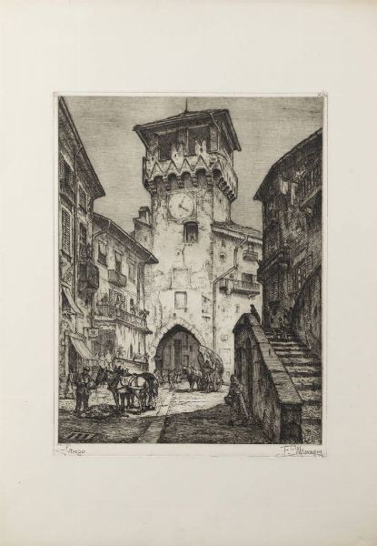 FRANCESCO MENNYEY Torino 1889 - 1950 : Lanzo  - Asta Grafica - Associazione Nazionale - Case d'Asta italiane