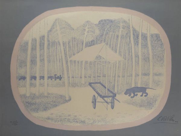 GIUSEPPE VIVIANI Agnano (PI) 1898 - 1965 Pisa : Il carrettino 1963  - Asta Grafica - Associazione Nazionale - Case d'Asta italiane