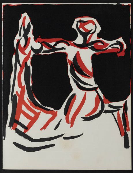 MARINO MARINI Pistoia 1901 - 1980 : Cavallo e cavaliere 1967  - Asta Grafica - Associazione Nazionale - Case d'Asta italiane
