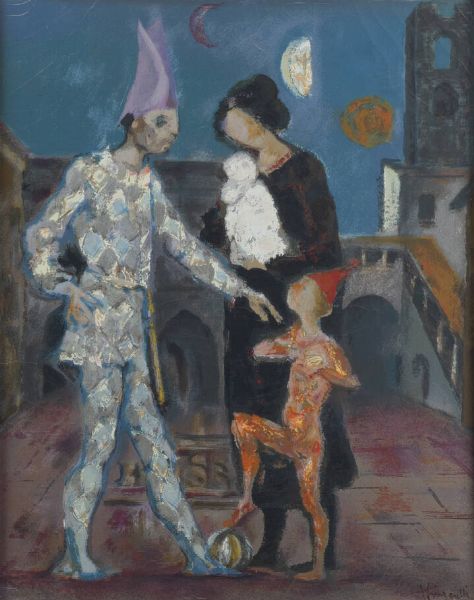 TRENTO LONGARETTI Treviglio (BG) 1916 - 2017 Bergamo : Famigla di Arlecchino in Piazza Vecchia 1977  - Asta Grafica - Associazione Nazionale - Case d'Asta italiane