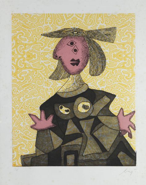 ENRICO BAJ Milano 1924 - 2003 Vergiate (VA) : Femme d'aprs Picasso 1970  - Asta Grafica - Associazione Nazionale - Case d'Asta italiane