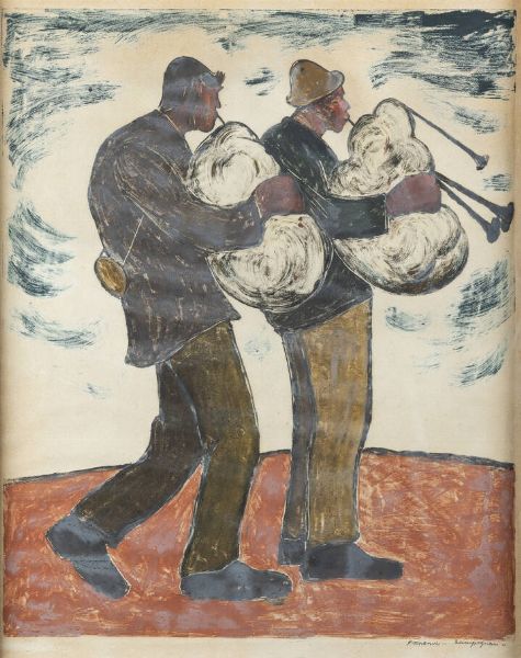 PIETRO MORANDO Alessandria 1892 - 1980 : Zampognari  - Asta Grafica - Associazione Nazionale - Case d'Asta italiane