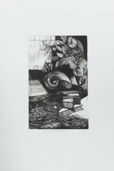GIACOMO SOFFIANTINO Torino 1929 - 2013 : Natura morta con conchiglia  - Asta Grafica - Associazione Nazionale - Case d'Asta italiane