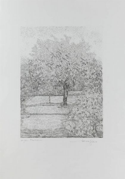 ETTORE FICO Piatto Biellese (VC) 1917 - 2004 Torino : Frutteto  - Asta Grafica - Associazione Nazionale - Case d'Asta italiane