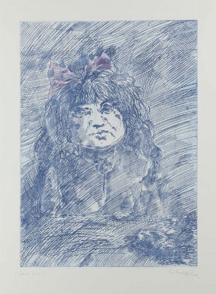 ENRICO COLOMBOTTO ROSSO Torino 1925 - 2013 Casale Monferrato (AL) : Ritratto  - Asta Grafica - Associazione Nazionale - Case d'Asta italiane