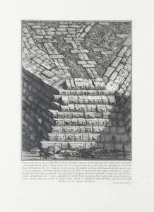 GIOVANNI BATTISTA PIRANESI Mogliano (VE) 1720 - 1778 Roma - Veduta dell'avanzo di una delle Pile del Ponte Trionfale - Roma