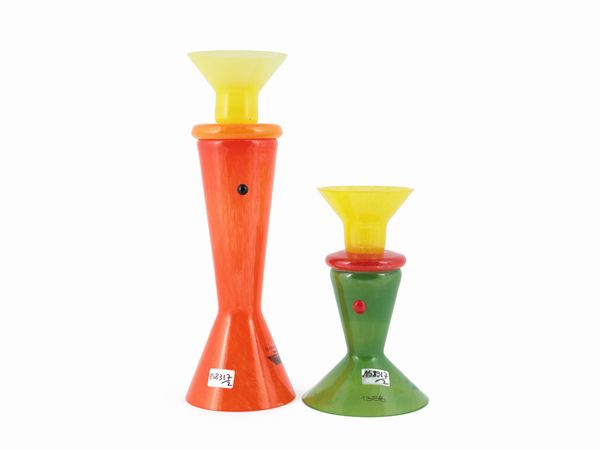 Due candelieri Barovier & Toso della serie B.A.G.  - Asta Colori e Forme. Una collezione Barovier&Toso - Associazione Nazionale - Case d'Asta italiane