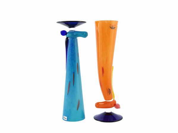 Due vasi animalier Barovier & Toso della serie B.A.G.  - Asta Colori e Forme. Una collezione Barovier&Toso - Associazione Nazionale - Case d'Asta italiane