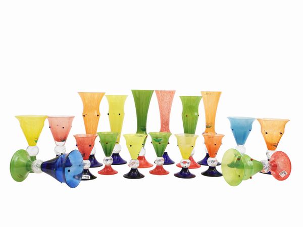 Servizio di bicchieri Barovier & Toso della serie B.A.G.  - Asta Colori e Forme. Una collezione Barovier&Toso - Associazione Nazionale - Case d'Asta italiane