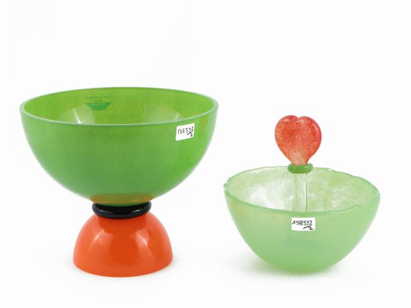 Una coppa e una ciotola Barovier & Toso della serie B.A.G.  - Asta Colori e Forme. Una collezione Barovier&Toso - Associazione Nazionale - Case d'Asta italiane
