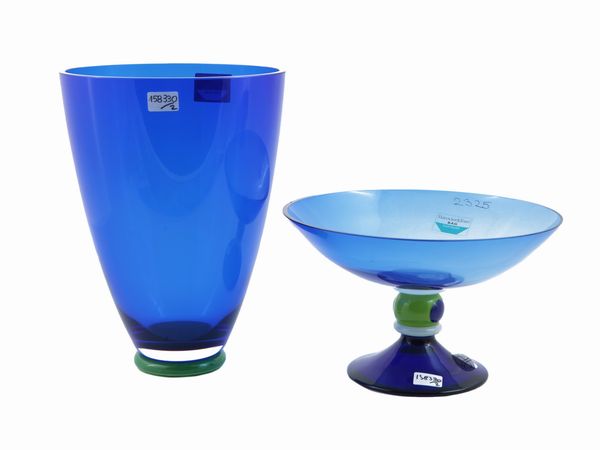 Un vaso e una alzata in vetro Barovier & Toso della serie B.A.G  - Asta Colori e Forme. Una collezione Barovier&Toso - Associazione Nazionale - Case d'Asta italiane