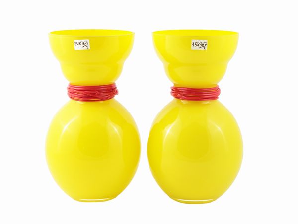 Coppia di vasi Barovier & Toso della serie B.A.G.  - Asta Colori e Forme. Una collezione Barovier&Toso - Associazione Nazionale - Case d'Asta italiane