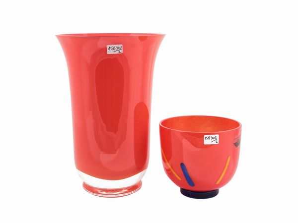 Un vaso e una ciotola Barovier & Toso della serie B.A.G.  - Asta Colori e Forme. Una collezione Barovier&Toso - Associazione Nazionale - Case d'Asta italiane