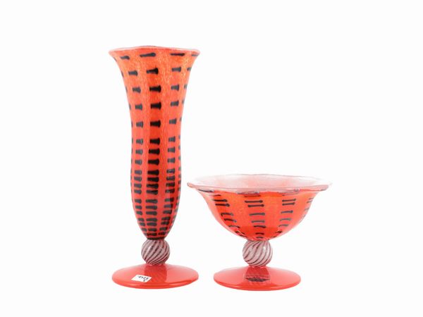 Un vaso e una alzata Barovier & Toso della serie B.A.G  - Asta Colori e Forme. Una collezione Barovier&Toso - Associazione Nazionale - Case d'Asta italiane