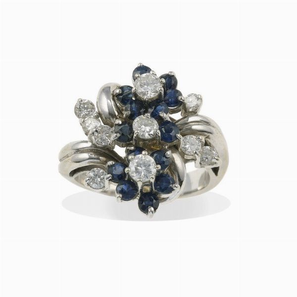 Anello con zaffiri e diamanti  - Asta Gioielli - Associazione Nazionale - Case d'Asta italiane