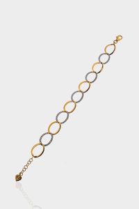 BRACCIALE - Peso gr 8 1 Lunghezza cm 17 composto anelli appiattiti ed ovalizzati in oro bianco e rosa con diamanti taglio  [..]