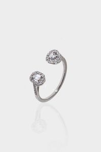 ANELLO - Peso gr 2 1 Misura 14 (54) in oro bianco  terminali con due diamanti taglio ottagonale a gradini e a cuore di  [..]