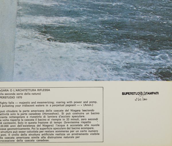 SUPERSTUDIO : NIAGARA, 1970  - Asta Asta 446 | GRAFICA MODERNA, FOTOGRAFIA E MULTIPLI D'AUTORE Online - Associazione Nazionale - Case d'Asta italiane