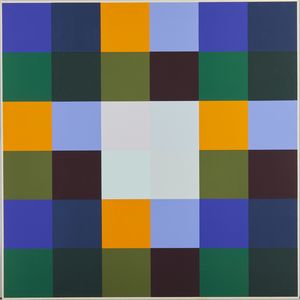 LOHSE RICHARD PAUL (1902 - 1988) - QUATTRO E CINQUE GRUPPI CI COLORE INTORNO AD UN CENTRO CHIARO