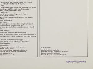 SUPERSTUDIO : UN VIAGGIO NELLE RAGIONI DELLE RAGIONI, 1968-1969  - Asta Asta 446 | GRAFICA MODERNA, FOTOGRAFIA E MULTIPLI D'AUTORE Online - Associazione Nazionale - Case d'Asta italiane