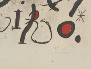 MIRO' JOAN (1893 - 1983) : MANIFESTO PER L'ESPOSIZIONE SOBRETEIXIMS I ESCULTURES, 1972  - Asta Asta 446 | GRAFICA MODERNA, FOTOGRAFIA E MULTIPLI D'AUTORE Online - Associazione Nazionale - Case d'Asta italiane