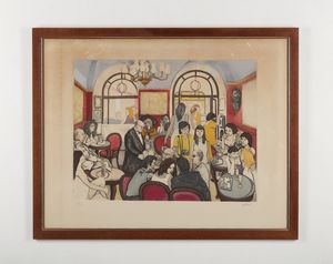 GUTTUSO RENATO (1912 - 1987) : CAFFE' GRECO.  - Asta Asta 446 | GRAFICA MODERNA, FOTOGRAFIA E MULTIPLI D'AUTORE Online - Associazione Nazionale - Case d'Asta italiane