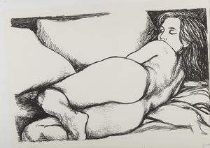 GUTTUSO RENATO (1912 - 1987) - SENZA TITOLO (DONNA DISTESA)