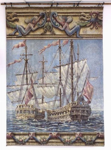 Arazzo su tela dipinto a mano da Silvano Mattei (da Un ballo in maschera )  - Asta Napoli, j'adore! - Associazione Nazionale - Case d'Asta italiane