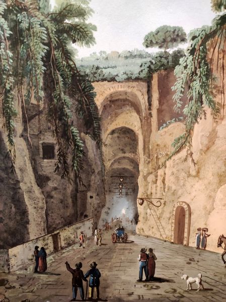 Scuola napoletana, XIX secolo : Grotta del Cocceo a Piedigrotta  - Asta Napoli, j'adore! - Associazione Nazionale - Case d'Asta italiane