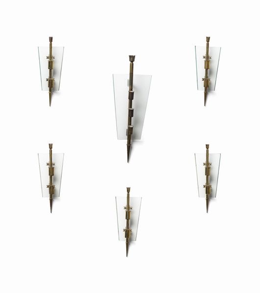 CHIESA PIETRO (1892 - 1948) : Lotto composto da sei lampade da parete per Fontana Arte, Milano  - Asta Asta 447 | DESIGN E ARTI DECORATIVE DEL NOVECENTO Online - Associazione Nazionale - Case d'Asta italiane
