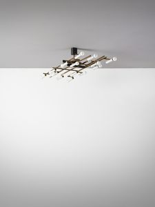 TORLASCO OSCAR (1934 - 2004) - Lampada a sospensione a quattordici luci mod. 502 per Lumi, Milano