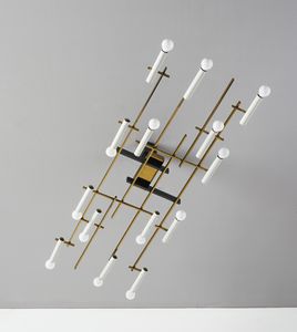 TORLASCO OSCAR (1934 - 2004) : Lampada a sospensione a quattordici luci mod. 502 per Lumi, Milano  - Asta Asta 447 | DESIGN E ARTI DECORATIVE DEL NOVECENTO Online - Associazione Nazionale - Case d'Asta italiane