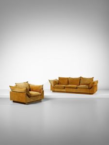 GUNNAR GRAVESEN & DAVID LEWIS - Lotto composto da un divano a tre posti e una poltrona mod. Cado per De Padova, Italia