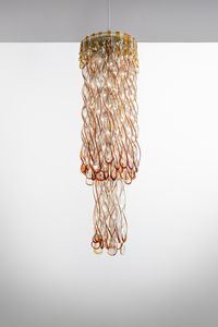 TOSO AURELIANO (1884 - 1979) - Grande lampada a sospensione a ventidue luci della serie Elica, Venezia Murano