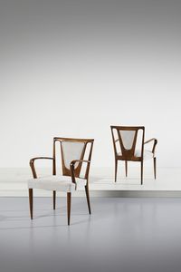 PARISI ICO (1916 - 1996) - Coppia di poltroncine con schienale a trapezio per Ariberto Colombo, Cant