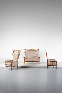 MANIFATTURA ITALIANA - Divano e una coppia di poltrone in stile Liberty