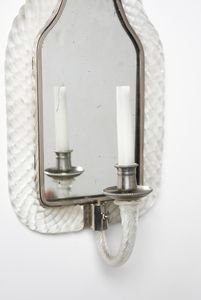 BAROVIER & TOSO : Coppia di lampade da parete con specchio, Murano  - Asta Asta 447 | DESIGN E ARTI DECORATIVE DEL NOVECENTO Online - Associazione Nazionale - Case d'Asta italiane