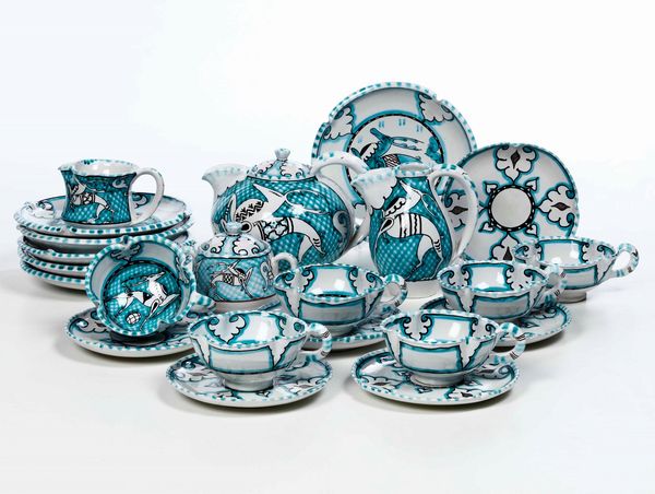 Servizio da t�.<BR>Orvieto, Manifattura di Ilario Ciaurro, 1928-1938.  - Asta Arredo per la Tavola - Associazione Nazionale - Case d'Asta italiane