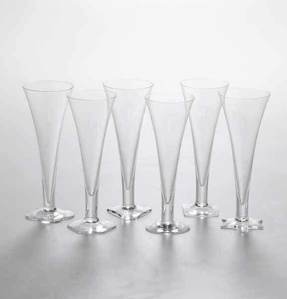 Sei Fl�tes.<BR>Murano, Manifattura Carlo Moretti, XX secolo  - Asta Arredo per la Tavola - Associazione Nazionale - Case d'Asta italiane