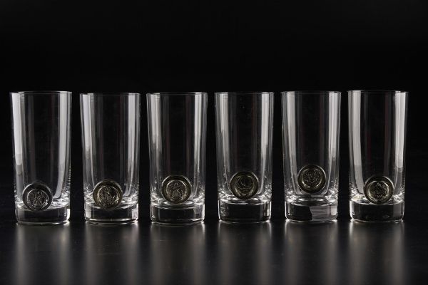 Sei bicchieri Piraten.<BR>Germania, Manifattura Rosenthal, 1970-1979.<BR>Modello di Bjorn Wiinblad.<BR>  - Asta Arredo per la Tavola - Associazione Nazionale - Case d'Asta italiane