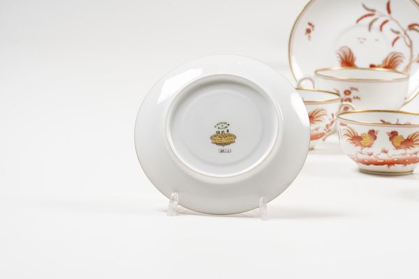 Diciotto tazze da t� �galli rossi�.<BR>Doccia, Manifattura Richard Ginori, 1928 circa.  - Asta Arredo per la Tavola - Associazione Nazionale - Case d'Asta italiane