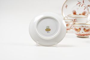 Diciotto tazze da t� �galli rossi�.<BR>Doccia, Manifattura Richard Ginori, 1928 circa.  - Asta Arredo per la Tavola - Associazione Nazionale - Case d'Asta italiane