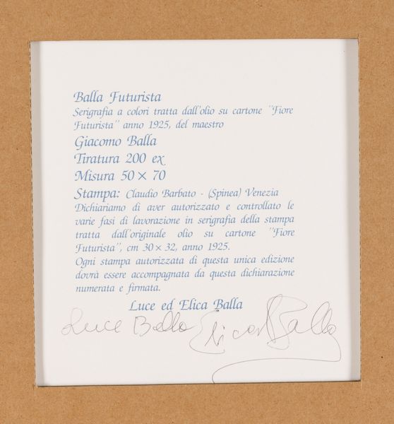 Giacomo Balla : Fiore futurista  - Asta Multipli e grafica internazionale - Associazione Nazionale - Case d'Asta italiane