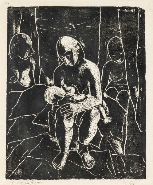 Felice Casorati : Maternit  - Asta Multipli e grafica internazionale - Associazione Nazionale - Case d'Asta italiane