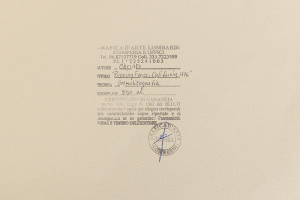 Christo : Running Fence  - Asta Multipli e grafica internazionale - Associazione Nazionale - Case d'Asta italiane